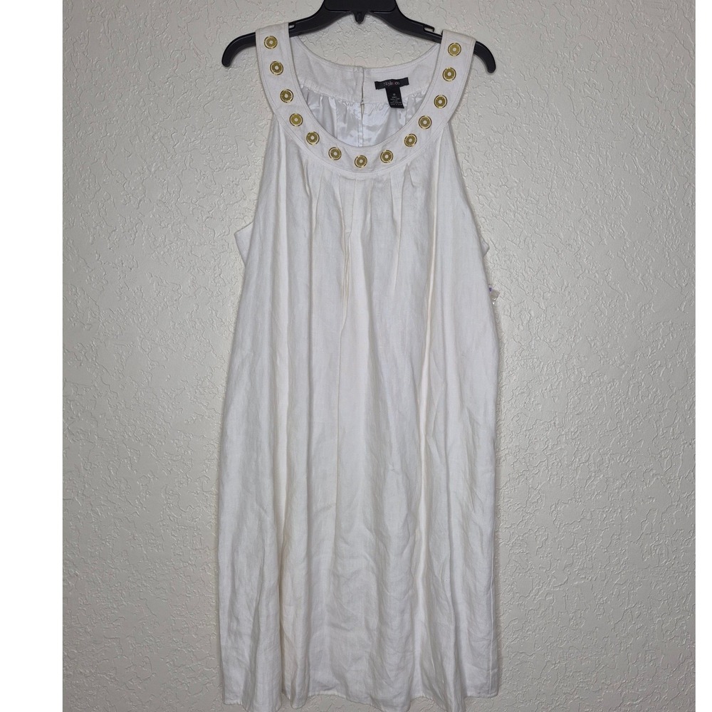 Style & Co Linen Grommet Neck Sleeveless Shift Dress Plus Size 18 NEW